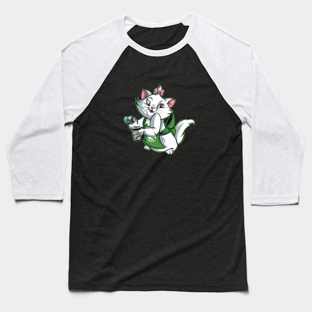 Barista Kitten Cute Baseball T-Shirt by Dustinart